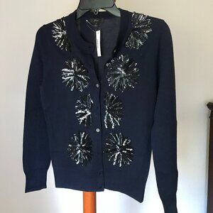 J.crew sequin flower Jackie cardigan 100% Merino Wool size Small NWT